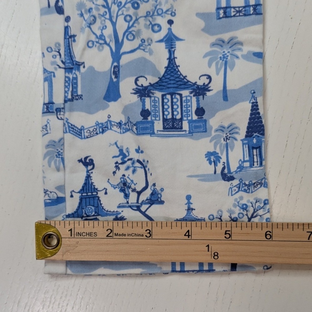 Gretchen Scott Pagoda Toile Pants Womens 29 Blue White Chinoiserie - Picture 7 of 7